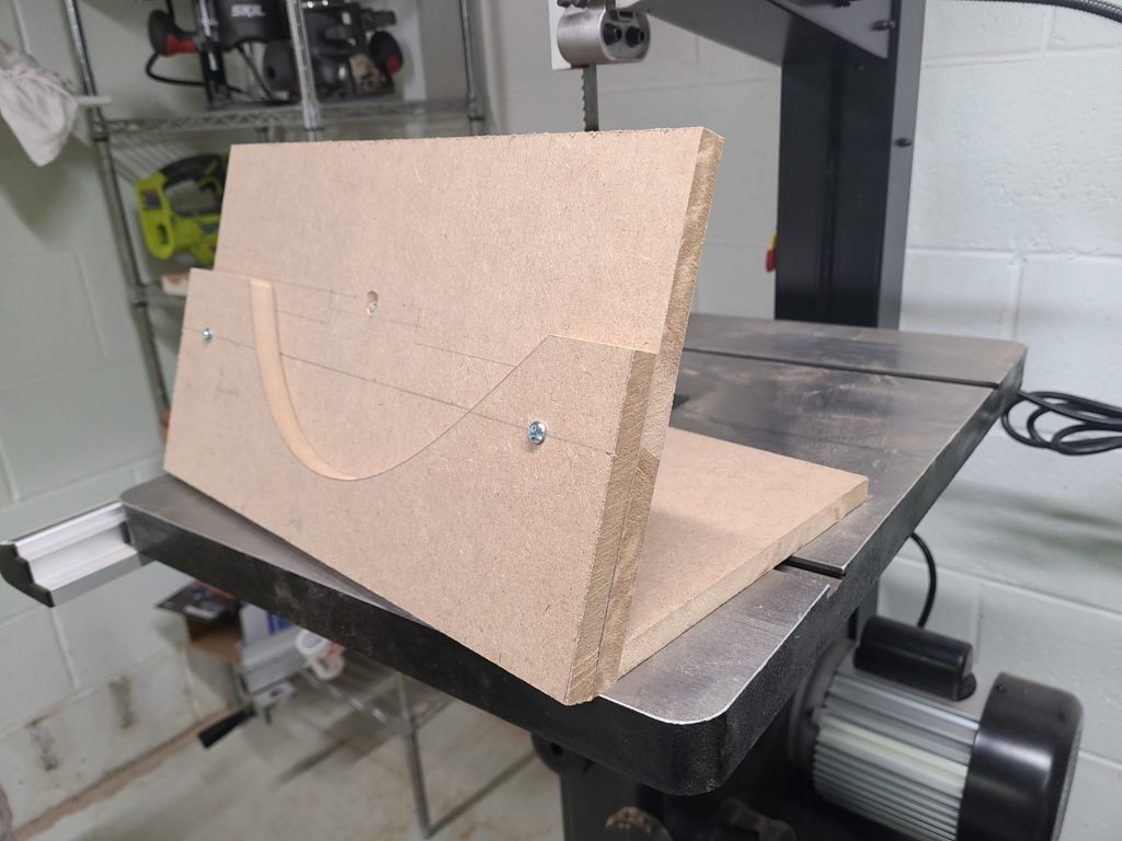 MDF sled built to help cut contours